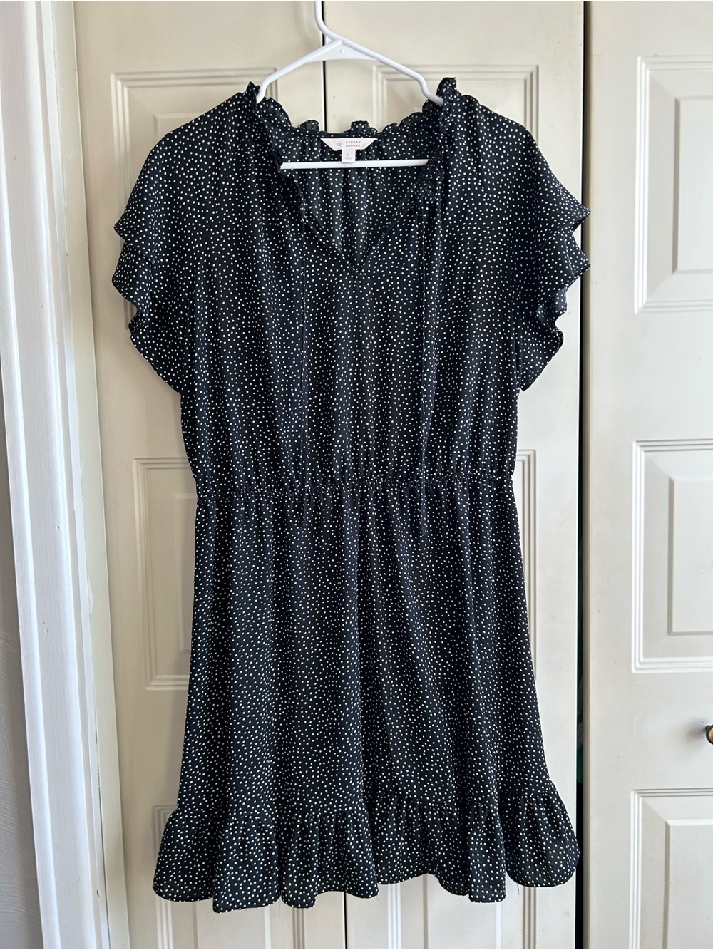 LC Lauren Conrad Black Mini Dress with White Polka Dots